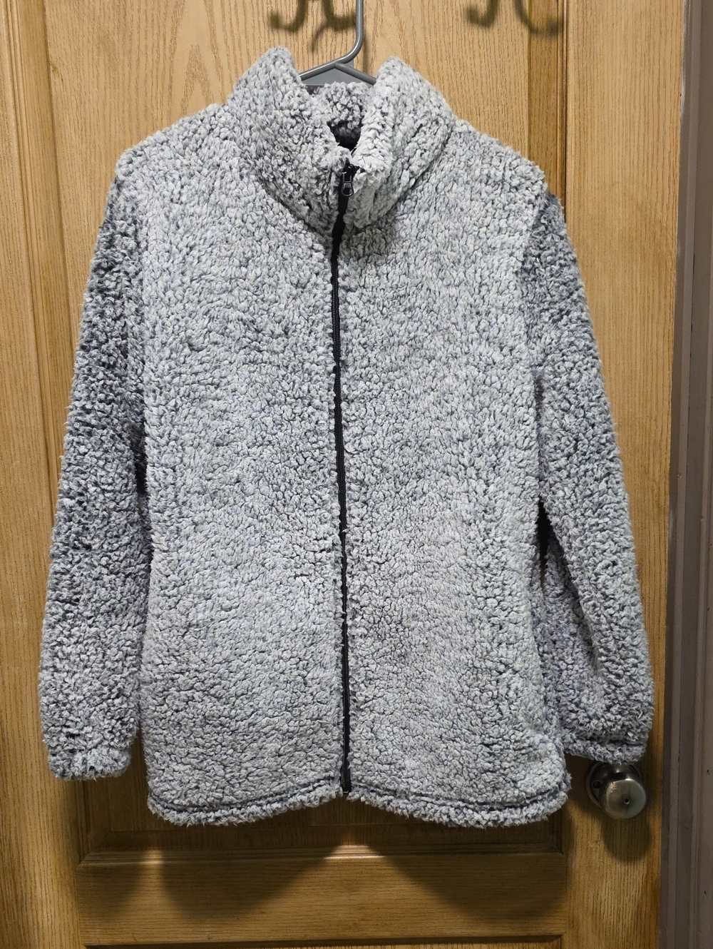 Women's Plush Sherpa Zip Jacket - Light Gray